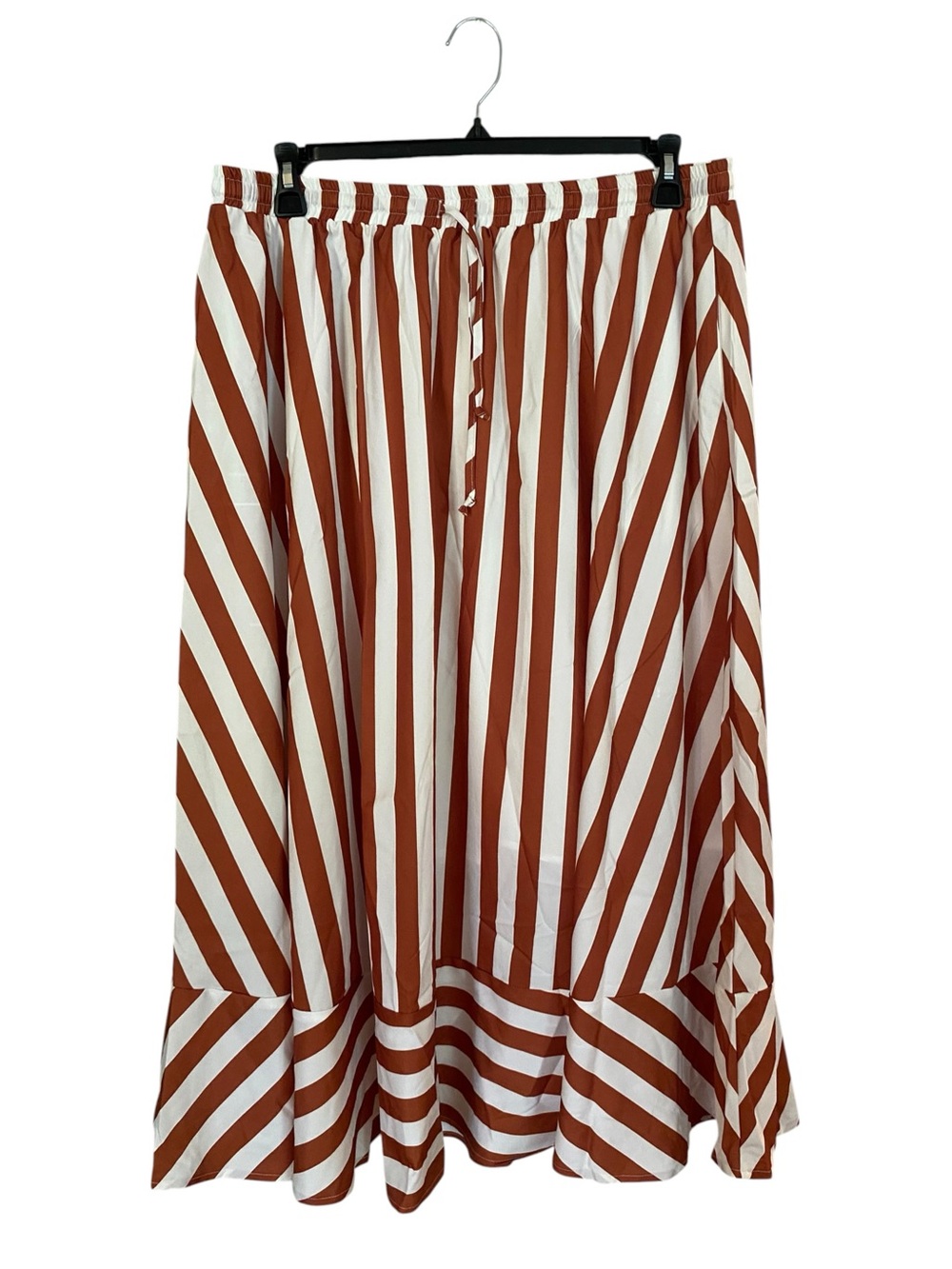 Women’s Striped Maxi Skirt Brown White Boho Flowy Women’s Plus Size 2XL NWOT